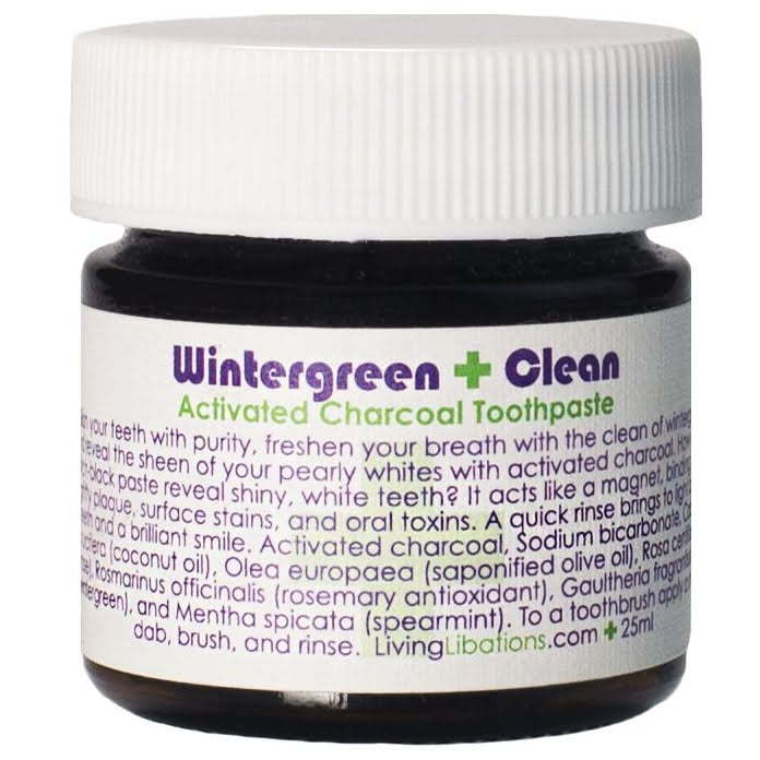 Wintergreen clean charcoal toothpaste 25ml living libations  , Met zorg samengesteld