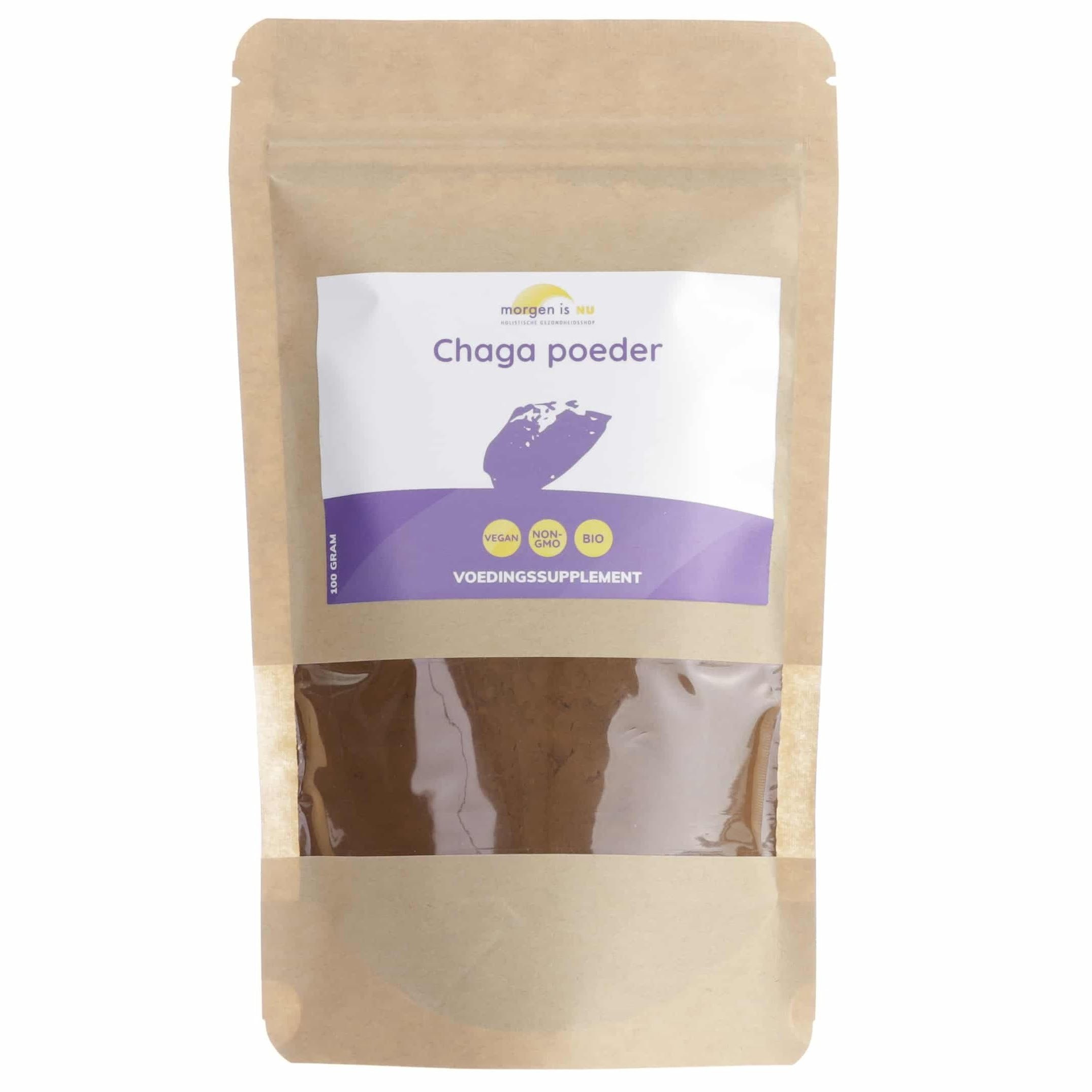 Chaga poeder front  , Natuurlijke kwaliteit bij Morgen is Nu