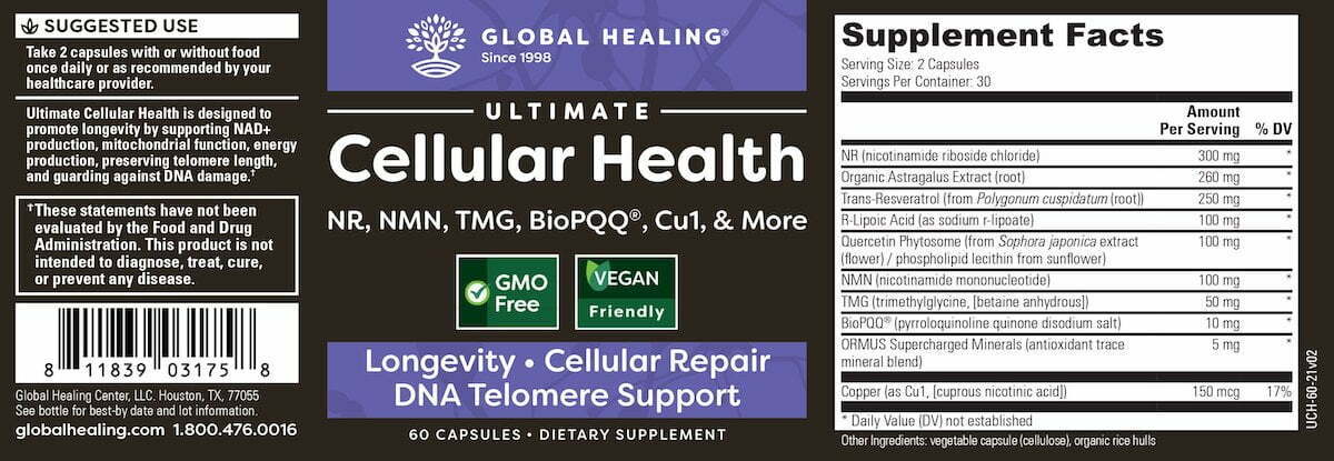 Global healing cellular health label , Met zorg samengesteld