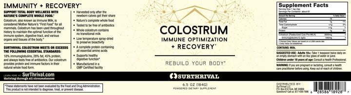 Colostrum 184gram surthrival label , Duurzaam en zorgvuldig uitgekozen