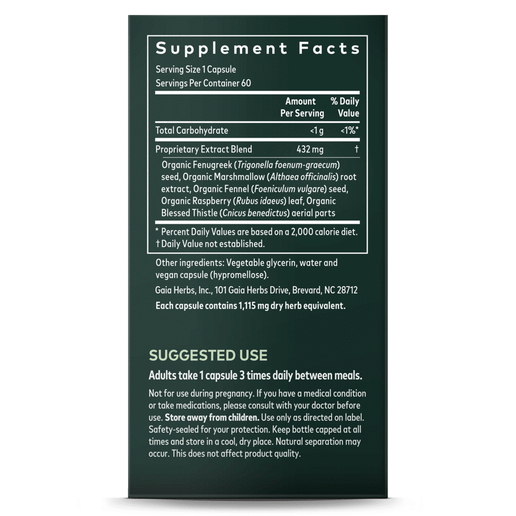 Gaia herbs lactation support 60caps label2 , Zorgvuldig geselecteerd bij Morgen is Nu