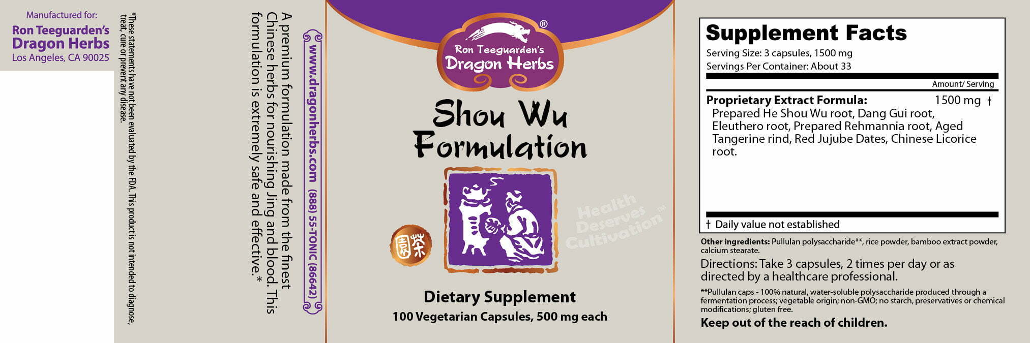 Dragonherbs shou wu form label , Speciaal geselecteerd voor jou
