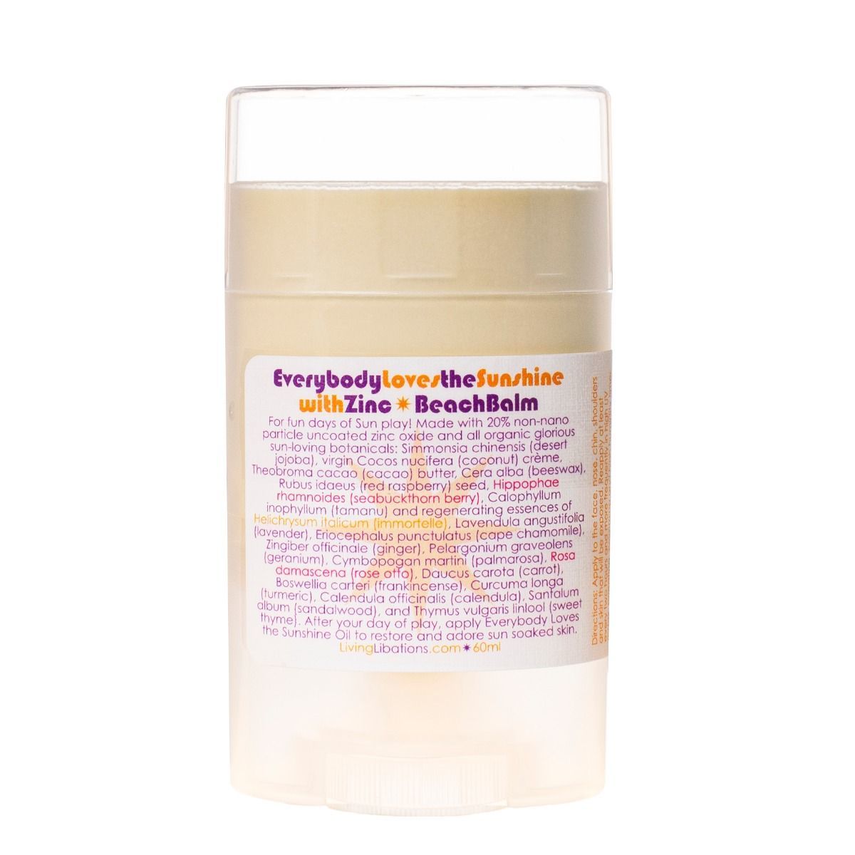Everybody loves the sunshine zinc balm 60ml living libations , Met zorg samengesteld