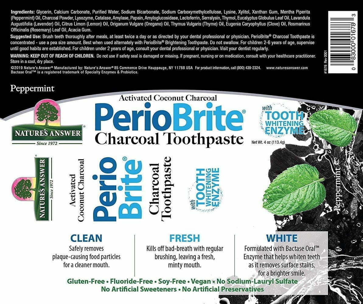 Natures Answer PerioBrite Charcoal Tandpasta