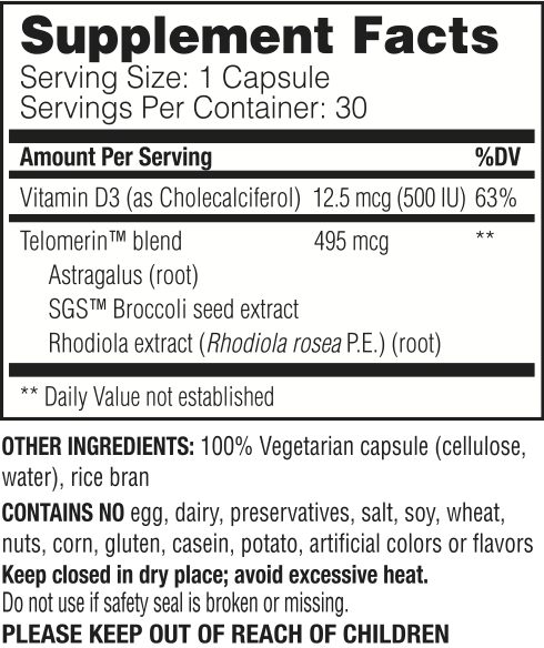 Enzymedica Telomere Plus facts