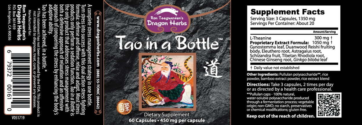 Tao in a bottle dragon herbs label , Natuurlijke kwaliteit bij Morgen is Nu