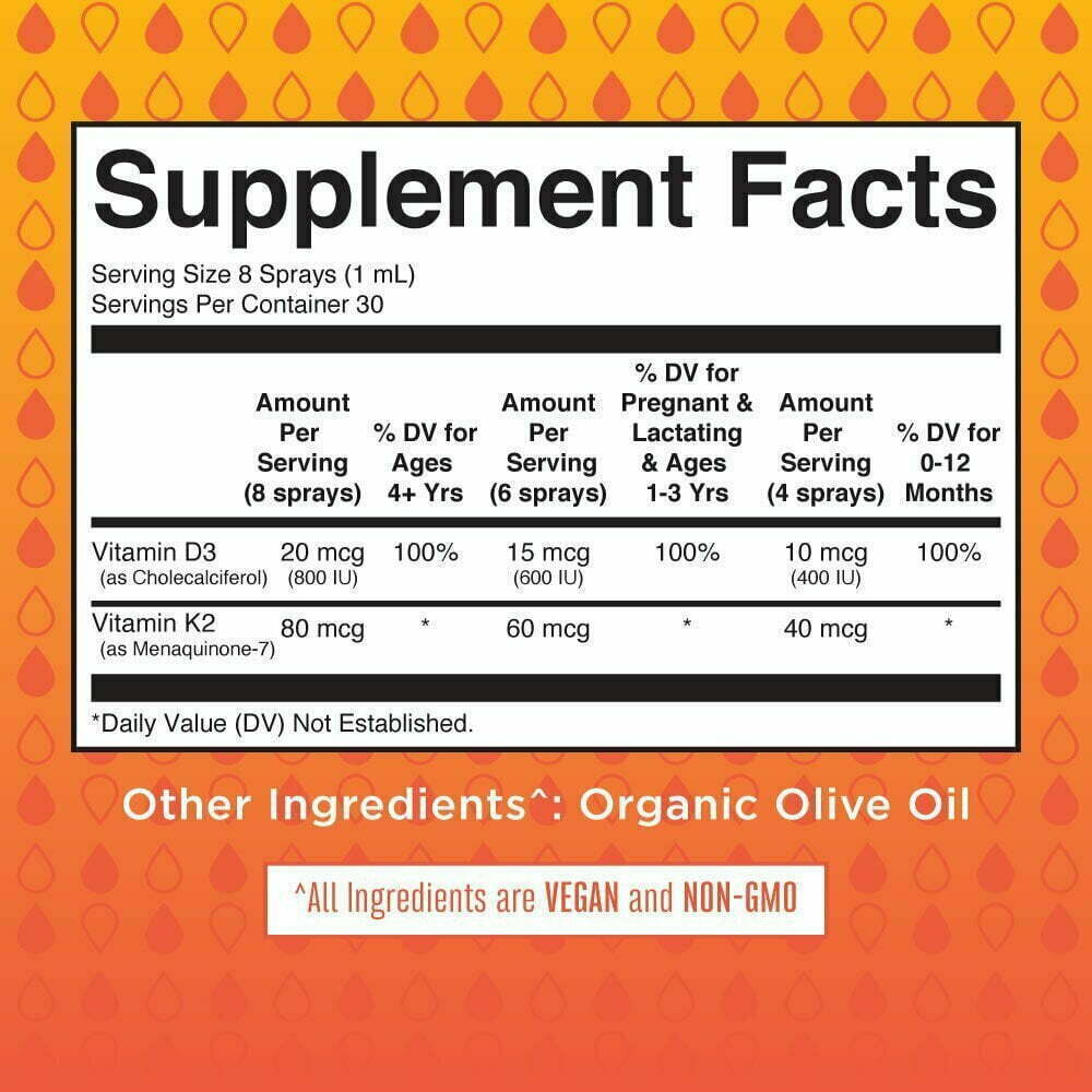 MaryRuth Organics D3 K2 spray facts