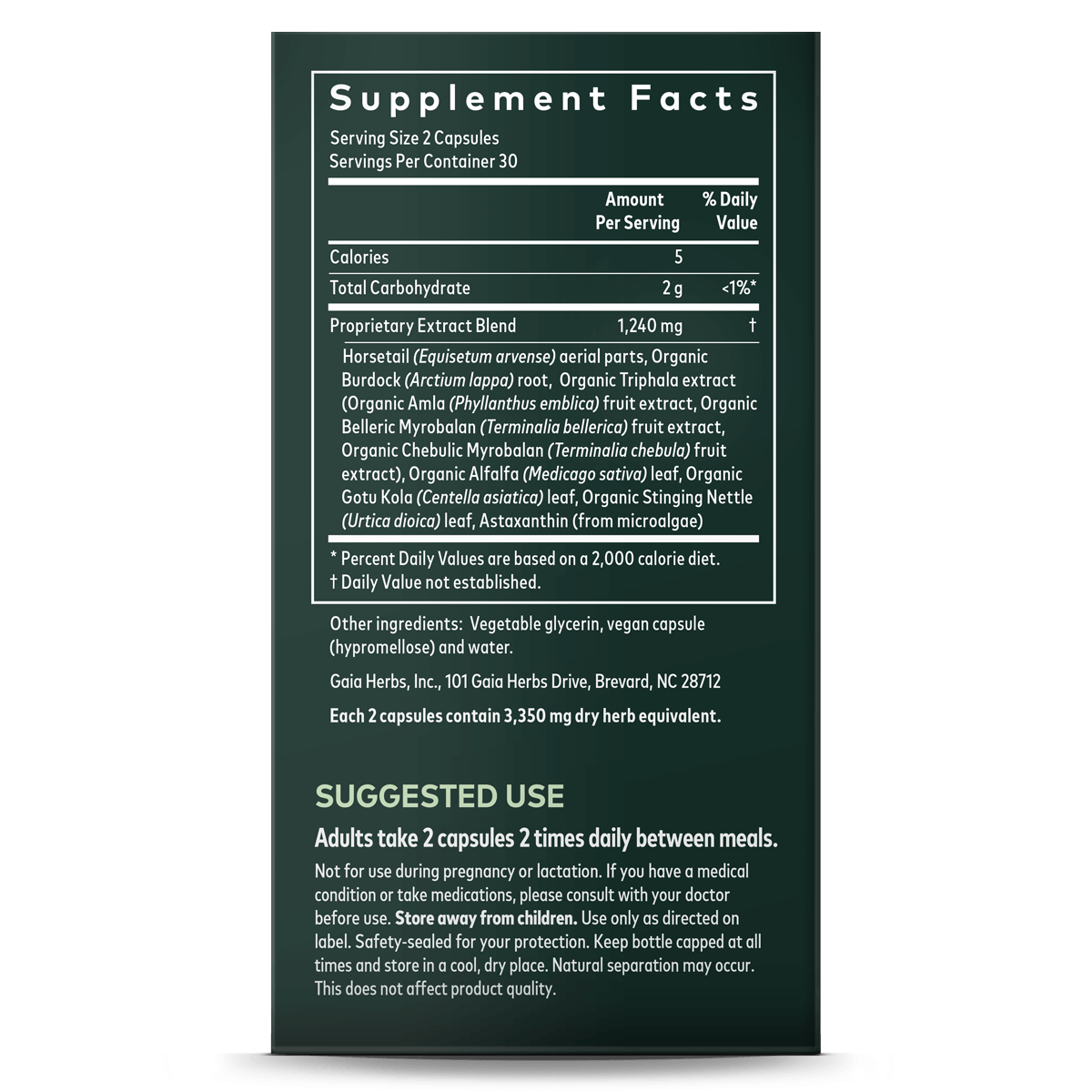 Gaia Herbs Hair Skin Nail Support label