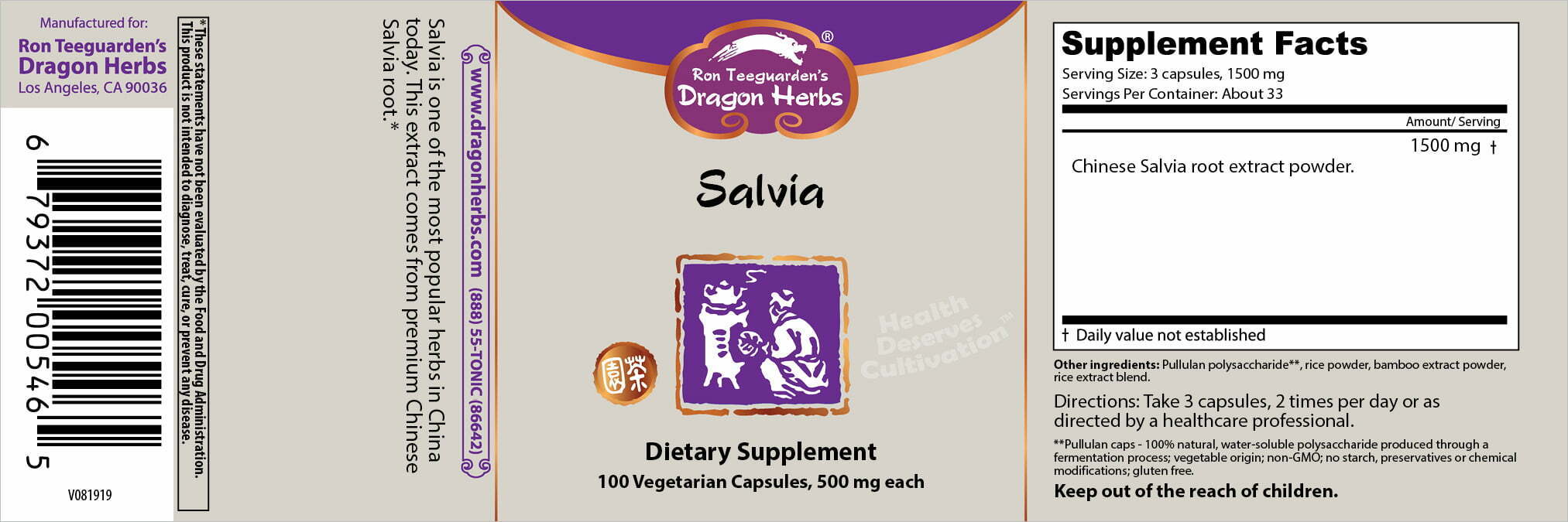 Dragon herbs salvia label , Kwaliteit en puurheid gegarandeerd