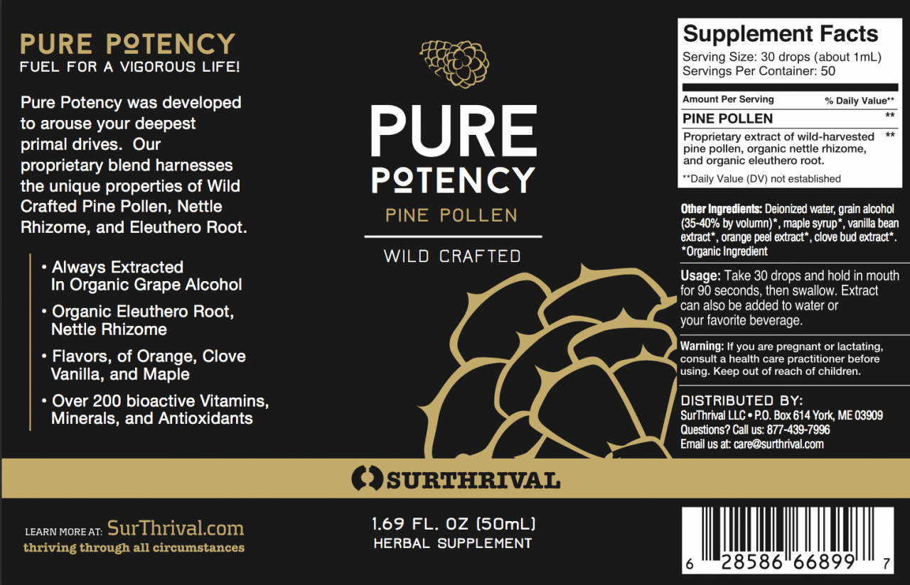 Pine pollen 50ml label morgenisnu  01576 , Met zorg samengesteld