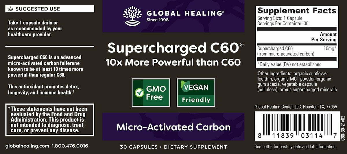 Global healing supercharged c60 label , Ontdek de kracht van pure ingredi?nten