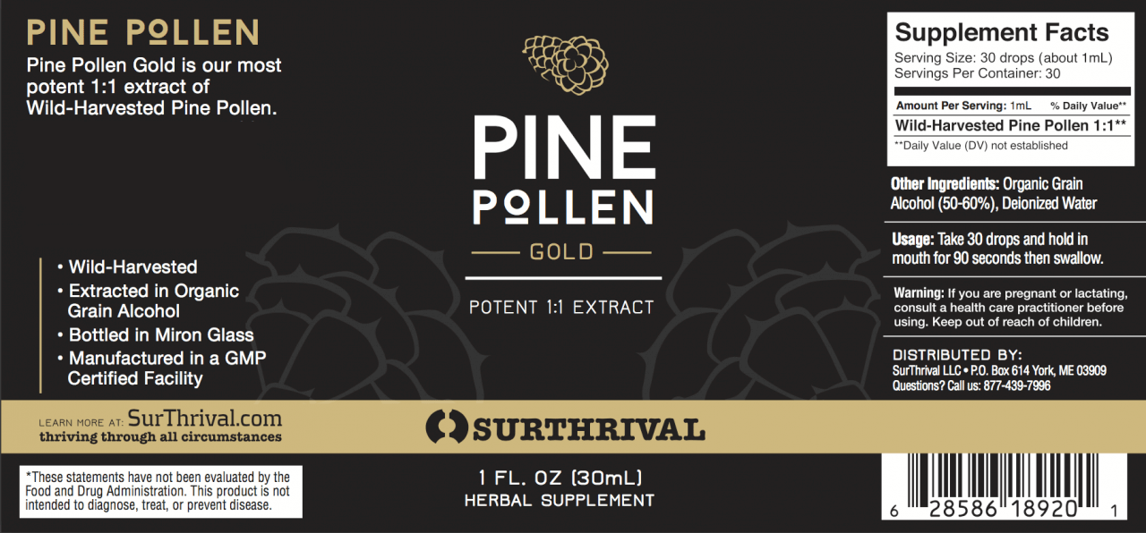Pine pollen gold 30ml label morgenisnu  71486 , Met zorg samengesteld