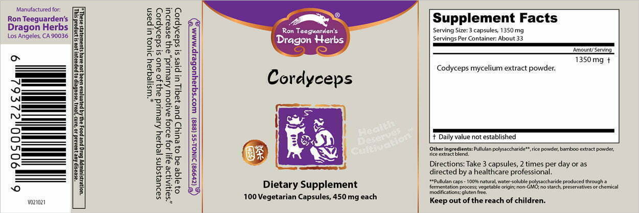 Cordyceps dragon herbs label , Puur & zorgvuldig gekozen