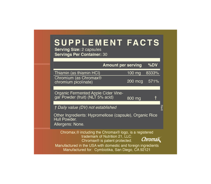 Cymbiotika apple cider vinegar capsules label , Kwaliteit en puurheid gegarandeerd