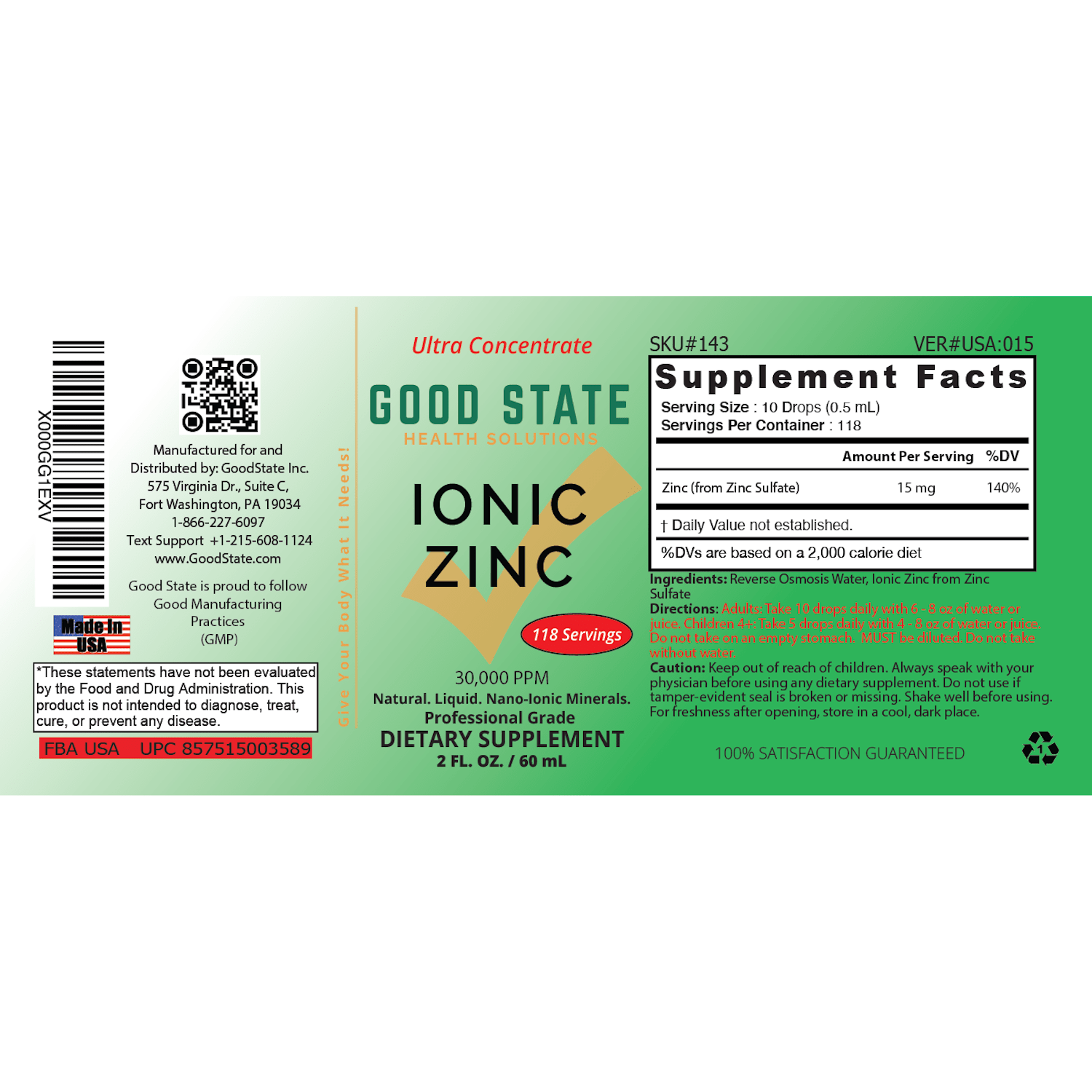 Good state ionic zinc plastic label2 , Met zorg samengesteld