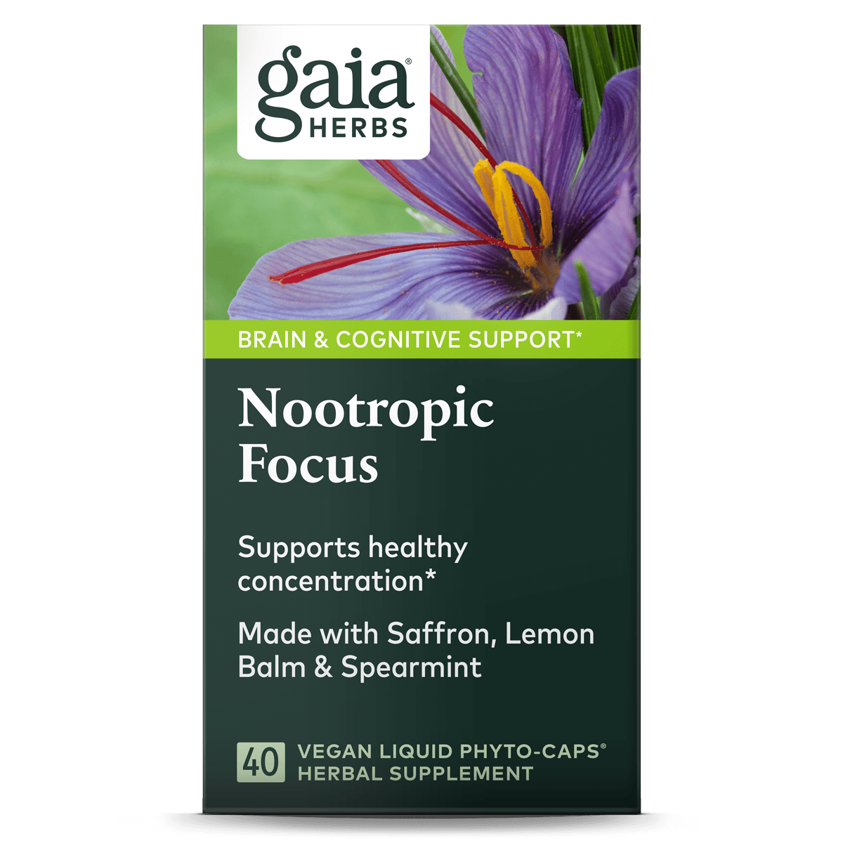 Gaia Herbs Nootropic Focus label