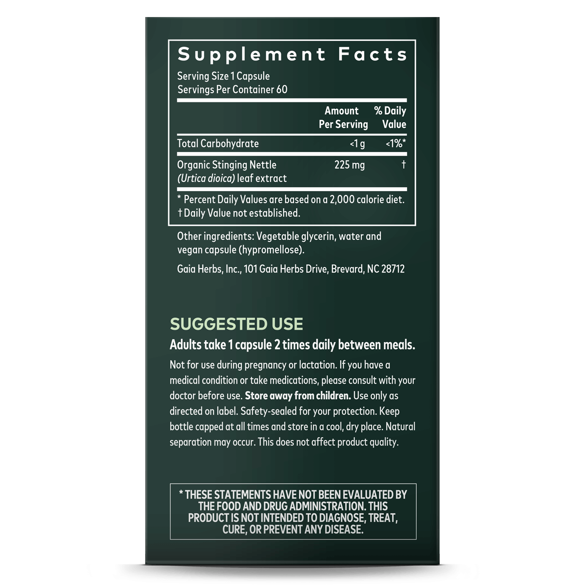 Gaia herbs nettle leaf label2 , Kwaliteit en puurheid gegarandeerd