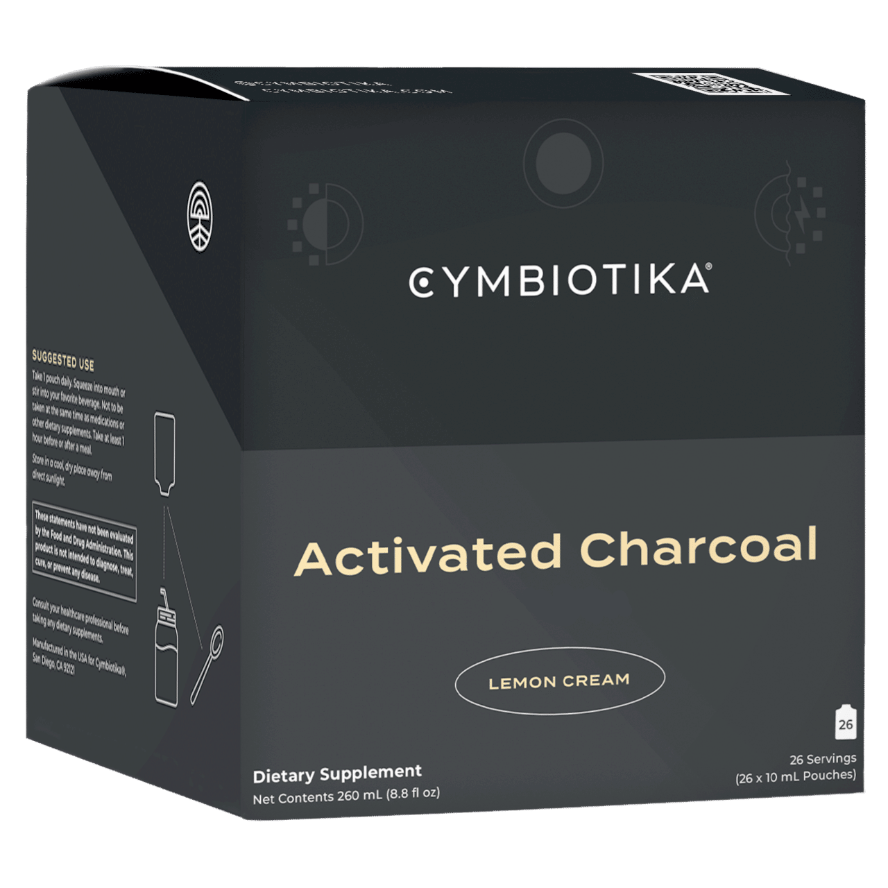 Cymbiotika activated charcoal box 1 , Hoogwaardige natuurlijke producten