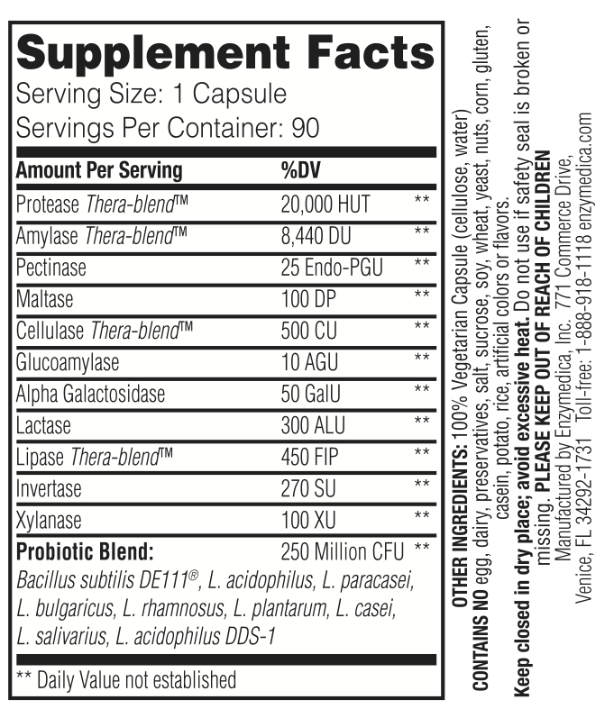Enzymedica digest basic probiotics 90caps facts , Met zorg samengesteld