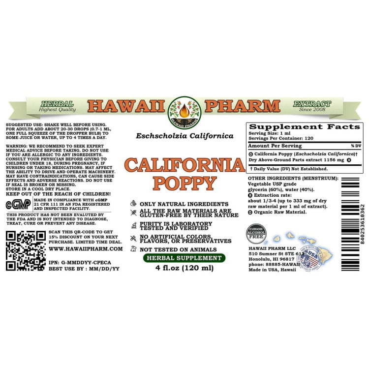 Cpeca california poppy aerial nonalc extract 4oz  1 Cpeca california poppy aerial nonalc extract 4oz  1 , Kwaliteit en puurheid gegarandeerd