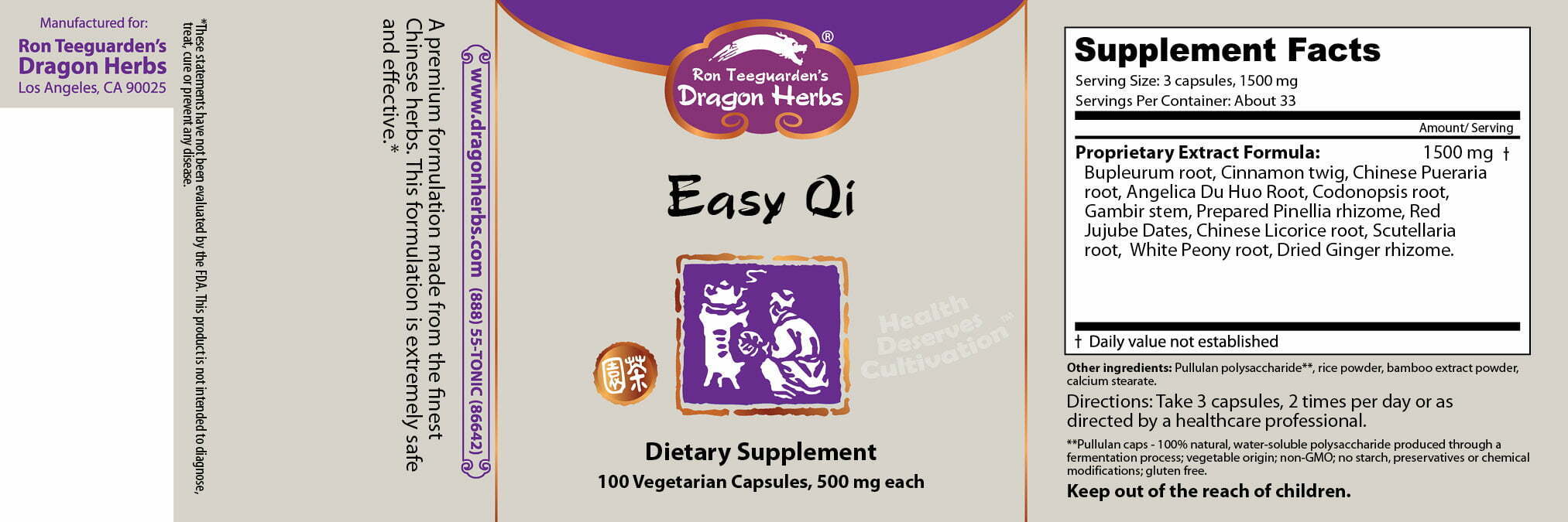 Dragonherbs easy qi label , Kwaliteit en puurheid gegarandeerd