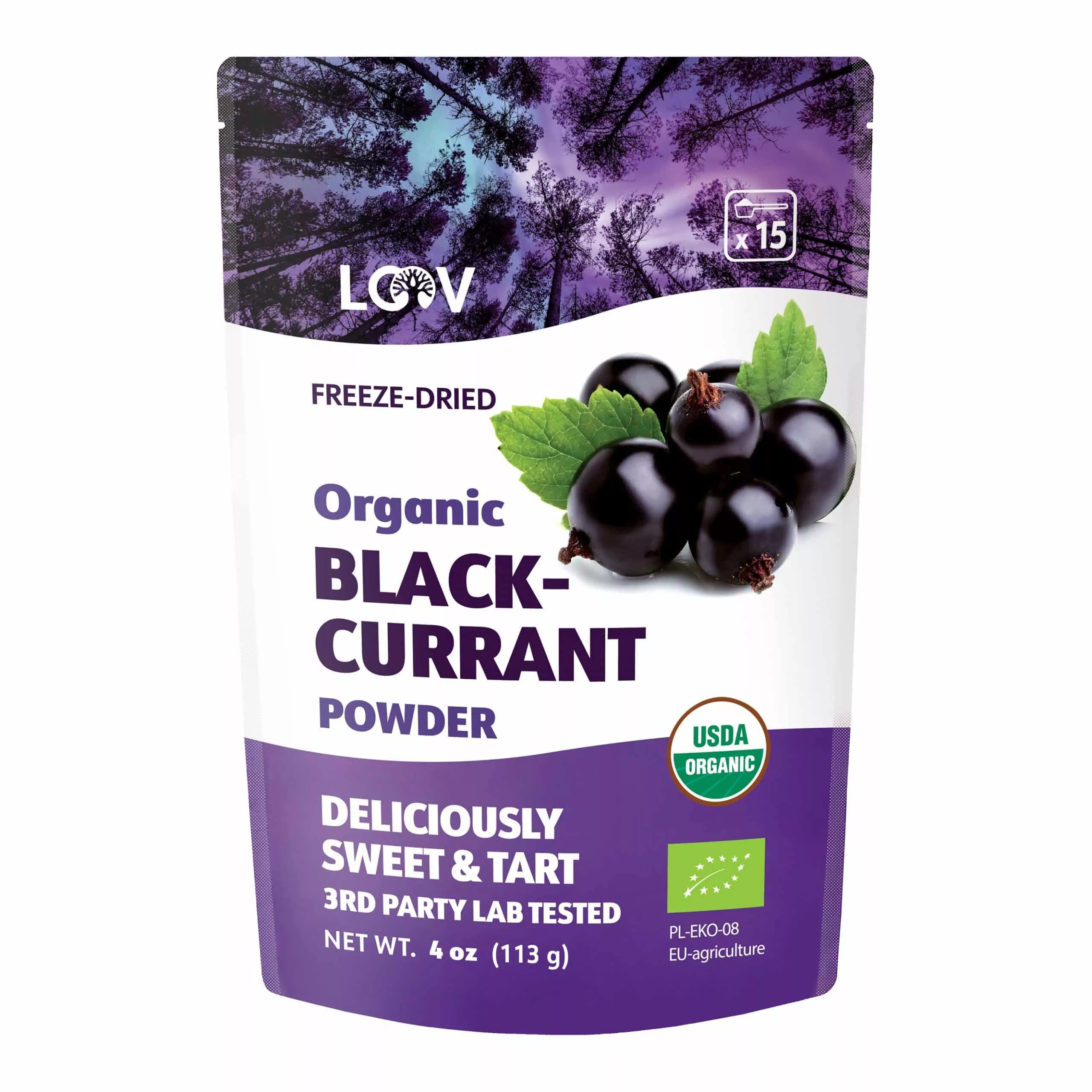 Freeze dried organic blackcurrant powder loov , Hoogwaardige natuurlijke producten