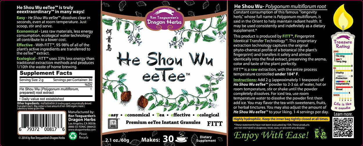 He shou wu eetee in jar , Met zorg samengesteld