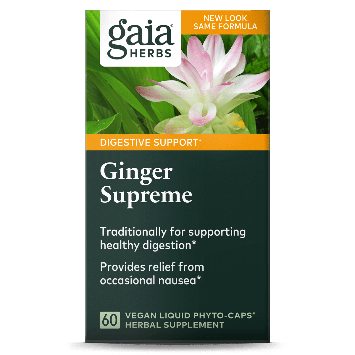 Gaia herbs ginger supreme label1 , Met zorg samengesteld