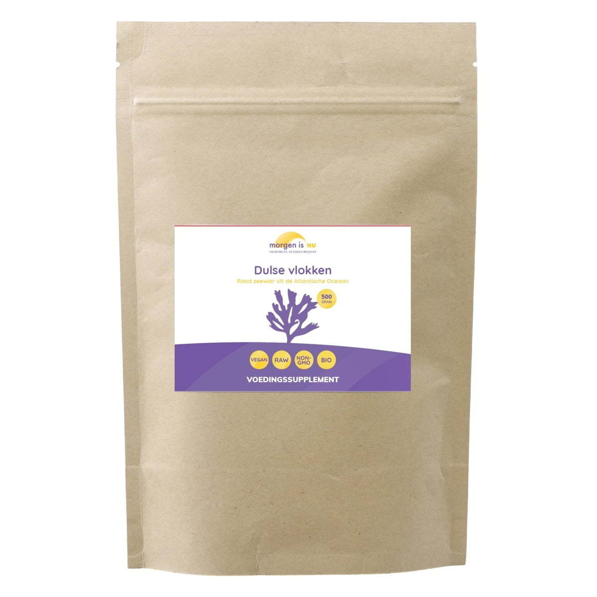 Dulse vlokken new voorkant 500g , Met zorg samengesteld