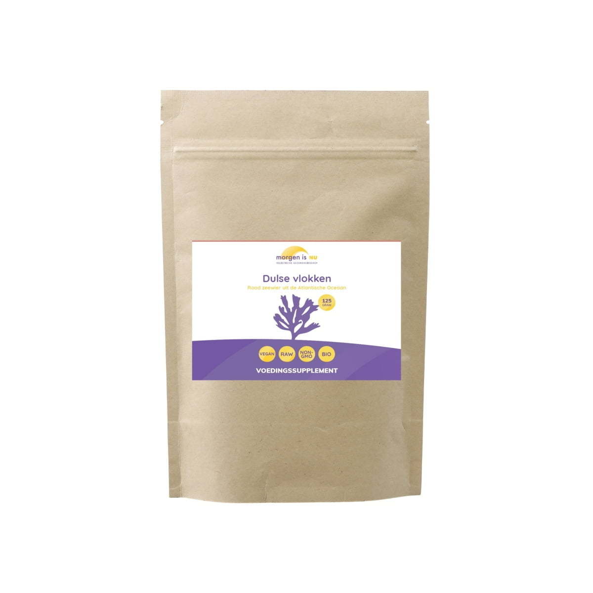 Dulse vlokken new voorkant 125g , Duurzaam en zorgvuldig uitgekozen