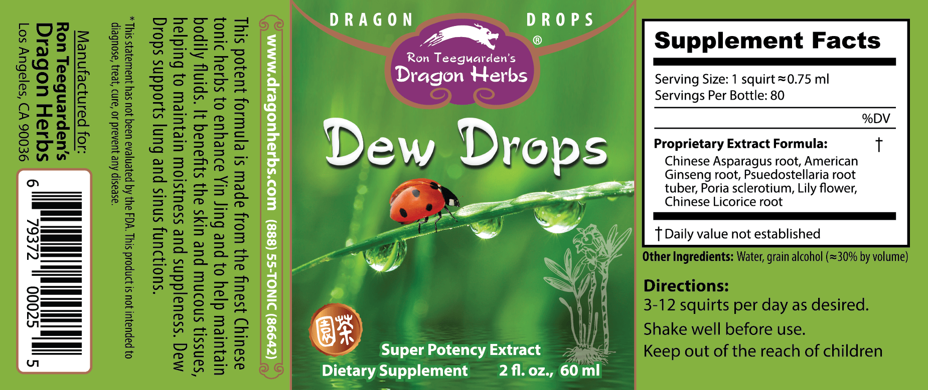 Dew Drops Label - Dragon Herbs