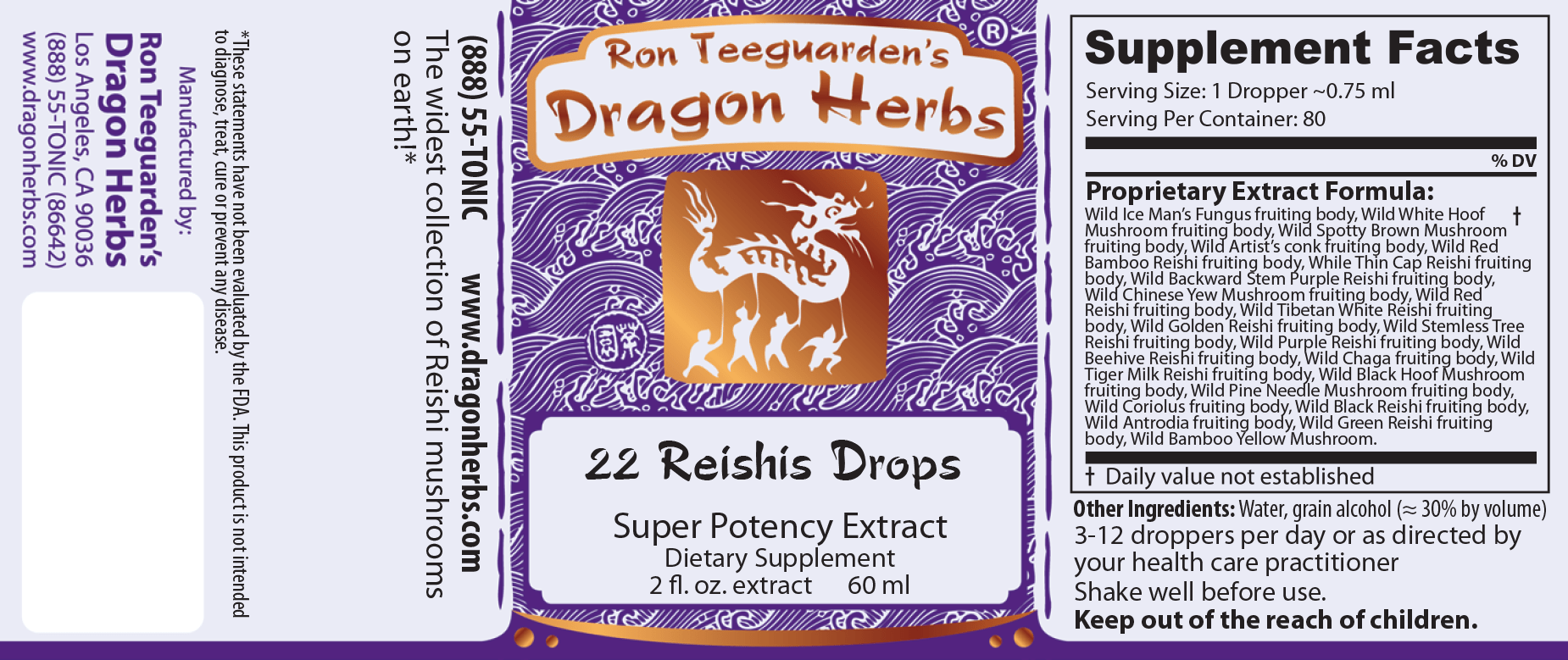 22 Reishis Drops Label - Dragon Herbs
