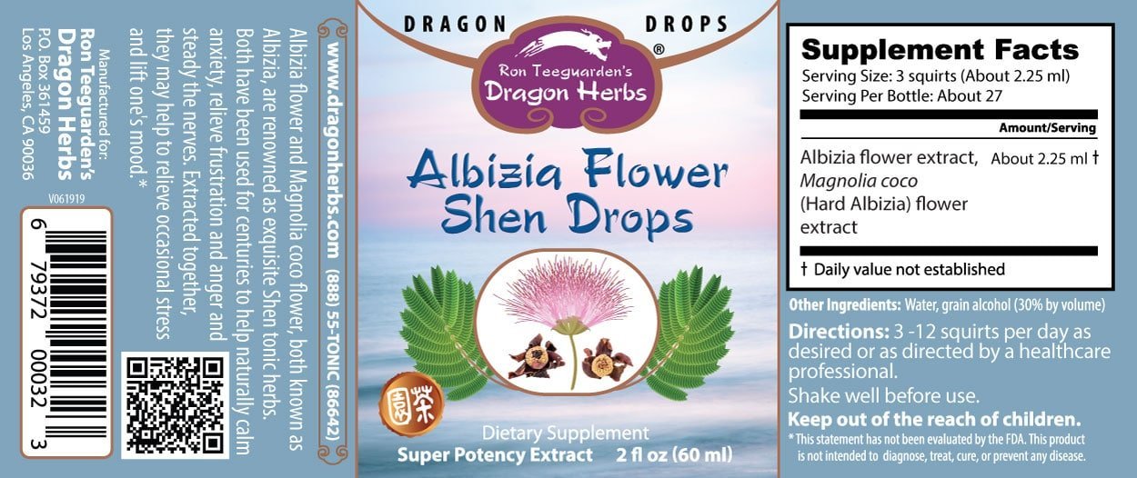 Dragon Herbs - Albizia Flower Shen Drops Etikett