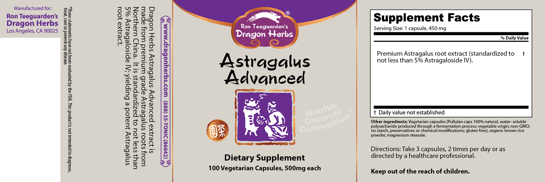 Astragalus Advanced Label - Dragon Herbs