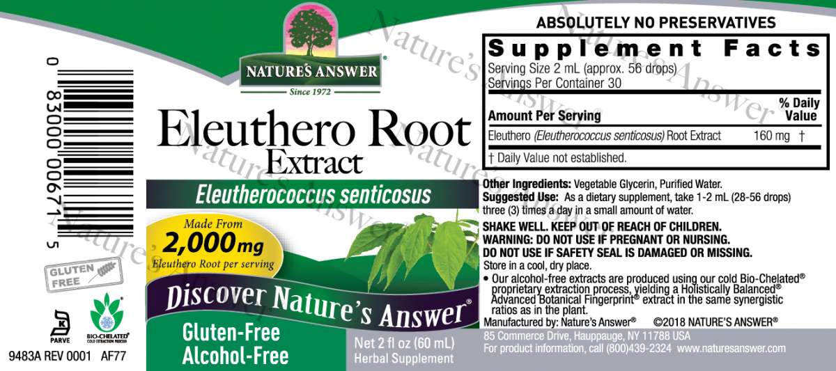 Natures Answer Eleuthero Root label