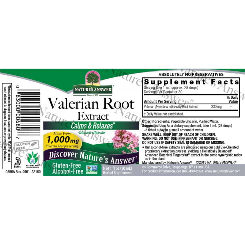Valeriaan Label - Nature's Answer