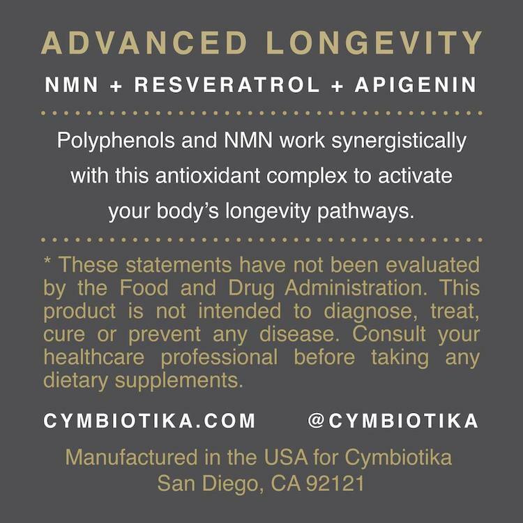 Cymbiotika NMN label longevity