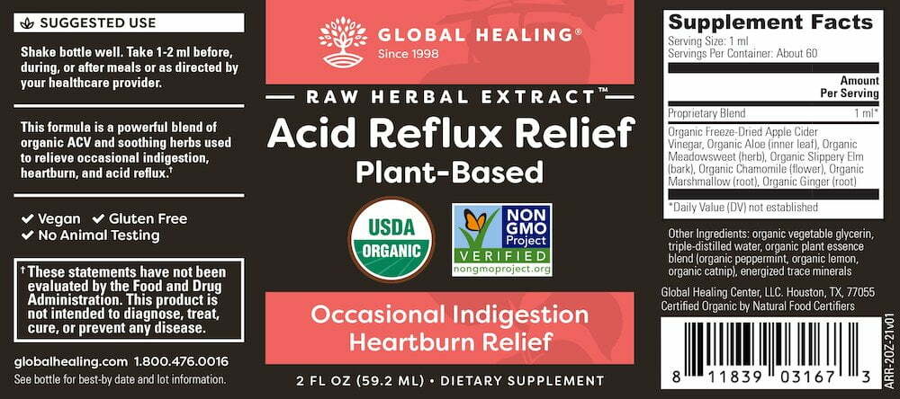 Acid Reflux Relief label